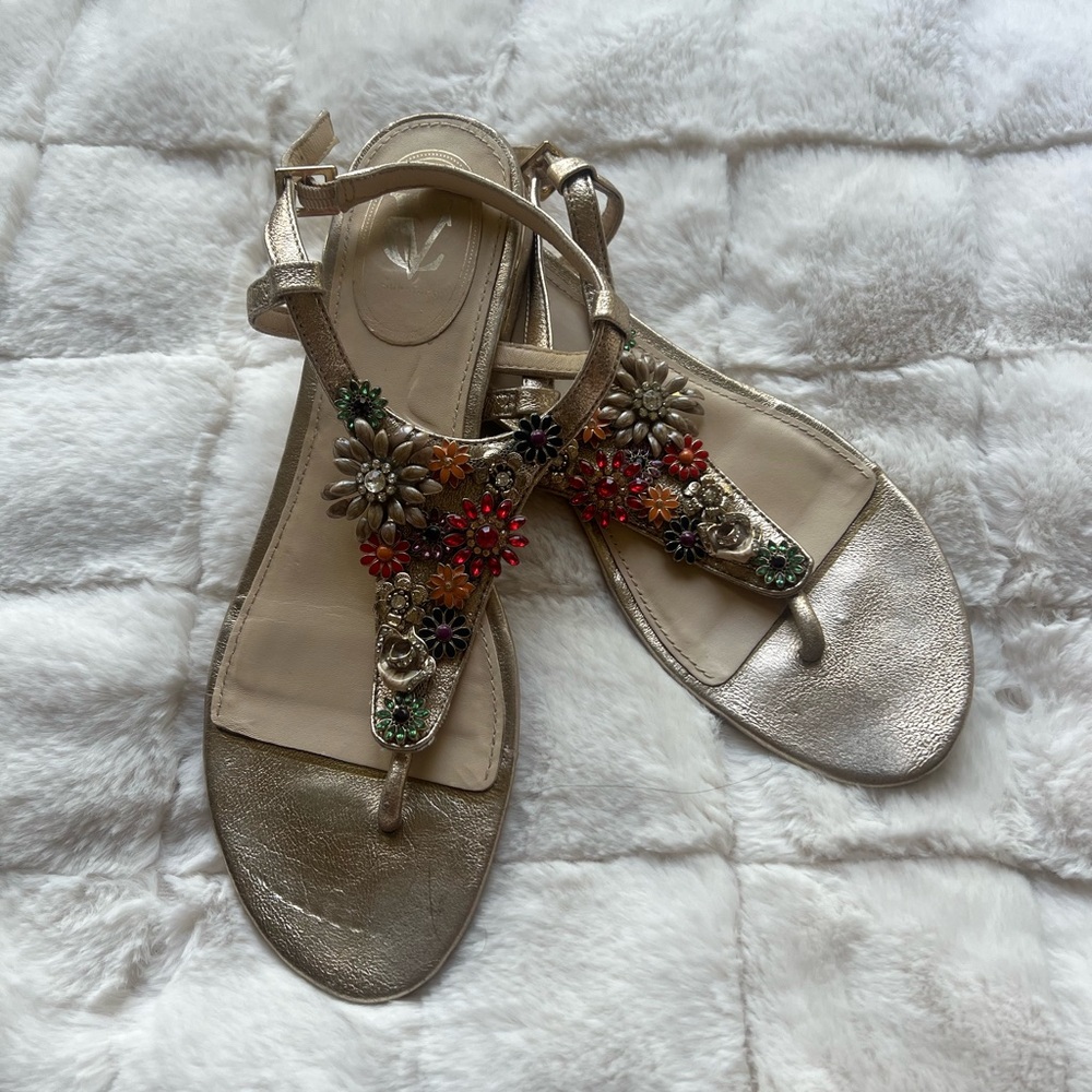 Vince Camuto Gold Floral Sandals